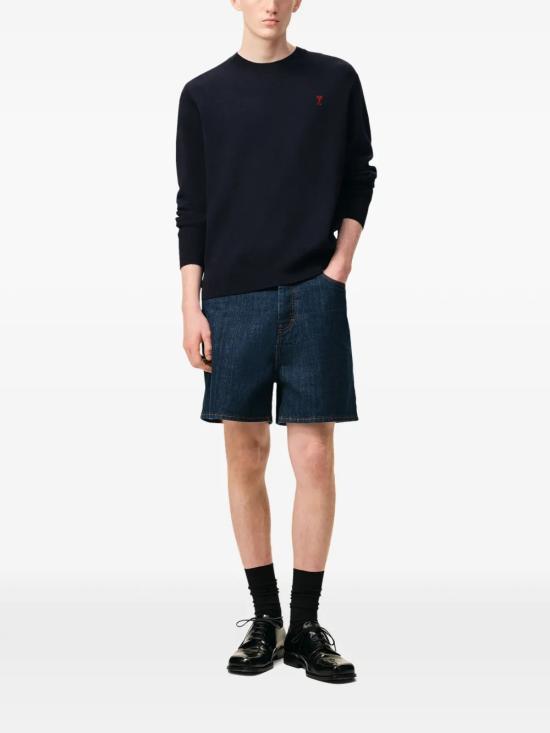 26FW 아미 ADC 크루넥 스웨터 HKS826 001 414 NAVY RED - AMI