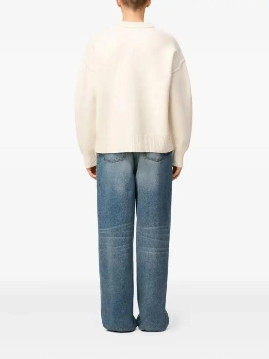 26FW 아미 빅 하트 울 크루넥 스웨터 UKS838 018 151 OFF WHITE BLACK - AMI