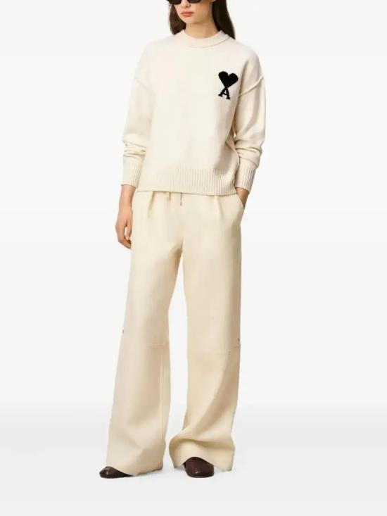 26FW 아미 빅 하트 울 크루넥 스웨터 UKS838 018 151 OFF WHITE BLACK - AMI