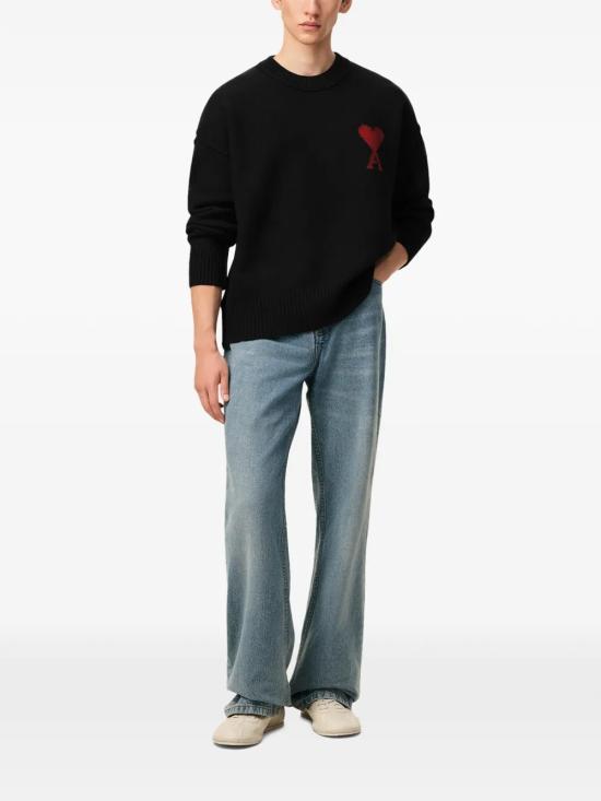 26FW 아미 빅 하트 울 크루넥 스웨터 UKS838 018 009 BLACK RED - AMI