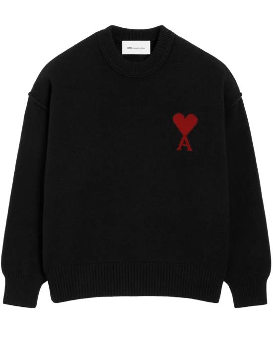 26FW 아미 빅 하트 울 크루넥 스웨터 UKS838 018 009 BLACK RED