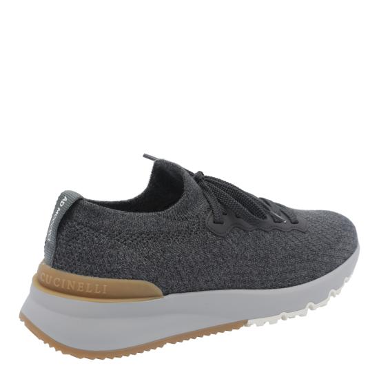 26FW 브루넬로 쿠치넬리 코튼 니트 세미 폴리쉬드 카프스킨 러너 MZUPMBO252 CAQ26 Grey - BRUNELLO CUCINELLI