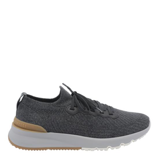 26FW 브루넬로 쿠치넬리 코튼 니트 세미 폴리쉬드 카프스킨 러너 MZUPMBO252 CAQ26 Grey