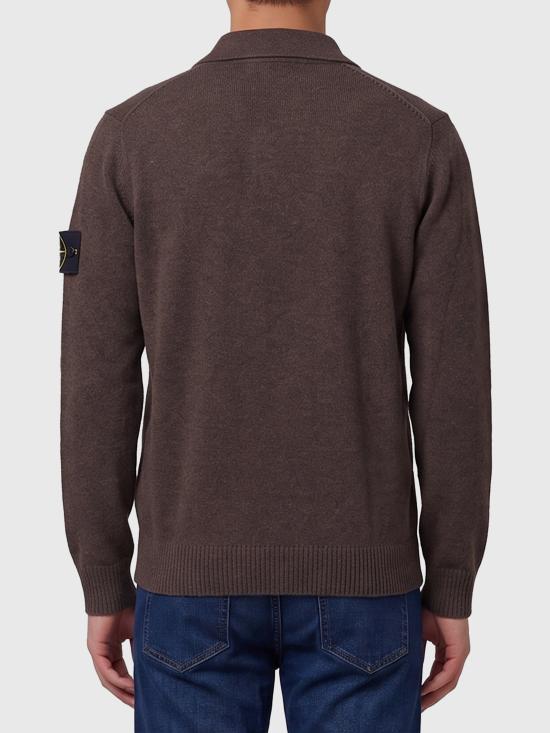 26FW 스톤 아일랜드 라이트 RWS 질롱 울 버튼 플래킷 루즈 핏 폴로 칼라 스웨터 L2S155100018 BROWN - STONE ISLAND