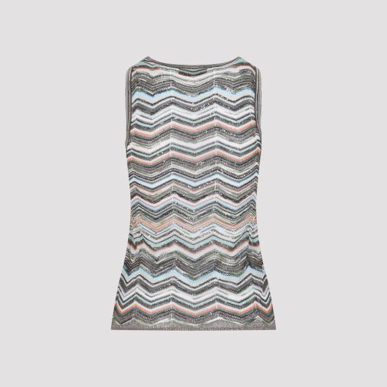 26FW 미소니 민소매 티셔츠 DS26WK0H BK01KS SMSPO MULTICOLOR BLK BROWN - MISSONI