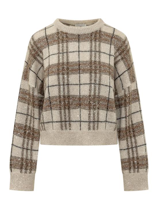 26FW 브루넬로 쿠치넬리 스웨터 MPN570310 CCC60 AVORIO MARRONE CAMEL NERO