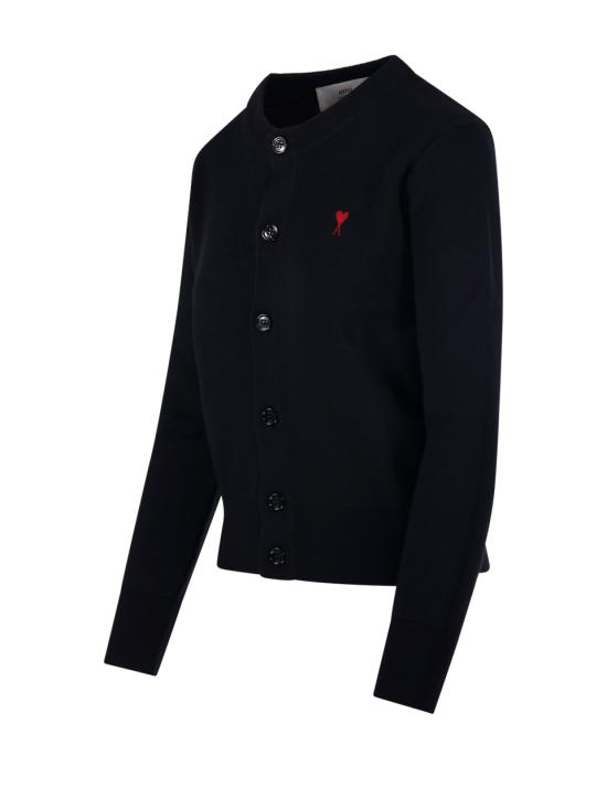 26FW 아미 크루넥 울 가디건 FKC361 001 009 BLACK RED - AMI
