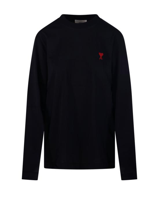 26FW 아미 스몰 하트 로고 롱슬리브 티셔츠 BFUTS235 724 001 BLACK