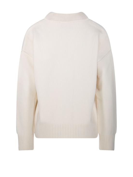 26FW 아미 하트 로고 인타르시아 V넥 가디건 UKC367 018 154 OFF WHITE RED - AMI