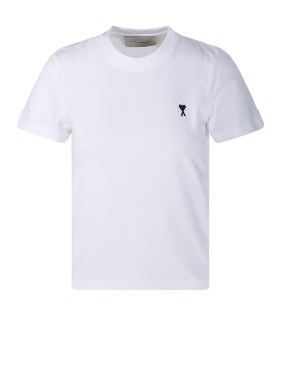 26FW 아미 스몰 하트 로고 코튼 크롭 티셔츠 FTS347 724 100 WHITE