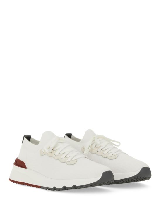 26FW 브루넬로 쿠치넬리 코튼 니트 세미 폴리쉬드 카프스킨 러너 MZUPMBO252 CJ987 WHITE - BRUNELLO CUCINELLI