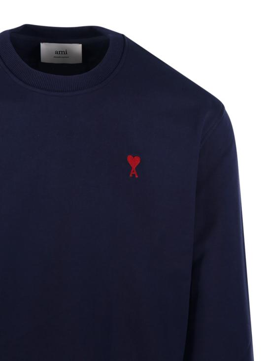 26FW 아미 스몰 하트 로고 스웨트셔츠 BFUSW035 730 430 NIGHT BLUE - AMI
