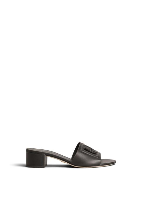 26FW 돌체앤가바나 DG 로고 카프스킨 슬라이더 CR1755AY329 80999 Nero