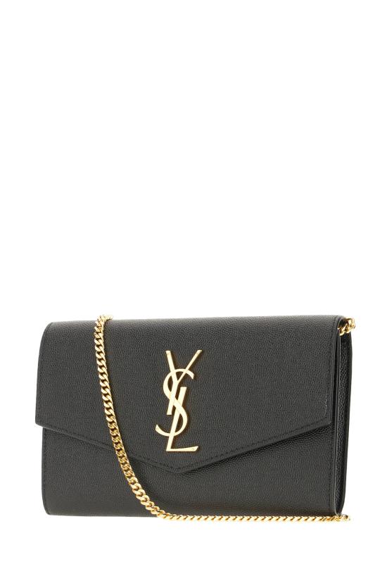 26FW 생로랑 그레인 레더 업타운 체인 지갑 6077881GF0J 1000 Nero - SAINT LAURENT