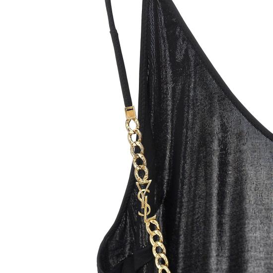 26FW 생로랑 카산드르 체인 백리스 니트 롱 드레스 876792Y38DS Black - SAINT LAURENT