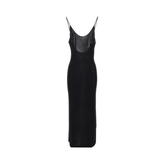 26FW 생로랑 카산드르 체인 백리스 니트 롱 드레스 876792Y38DS Black