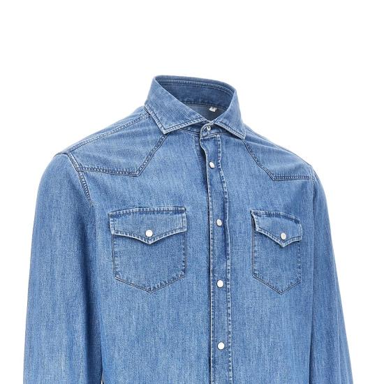 26FW 브루넬로 쿠치넬리 이지 핏 라이트웨이트 데님 셔츠 MH1924008 Blue - BRUNELLO CUCINELLI