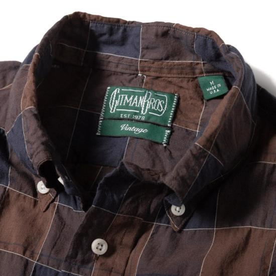  gitman vintage 긴팔 셔츠 깃맨 빈티지 브라운 일본 유기농 체크 - OTHER BRANDS