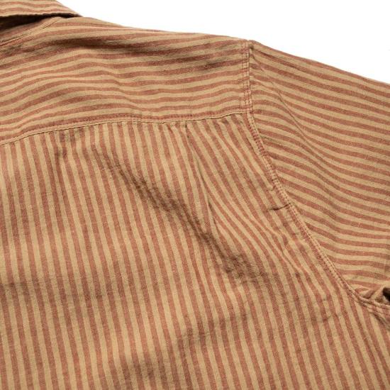  프리노트 클로스 반팔 셔츠 데이턴 반팔 테라코타 스트라이프 - FREENOTE CLOTH