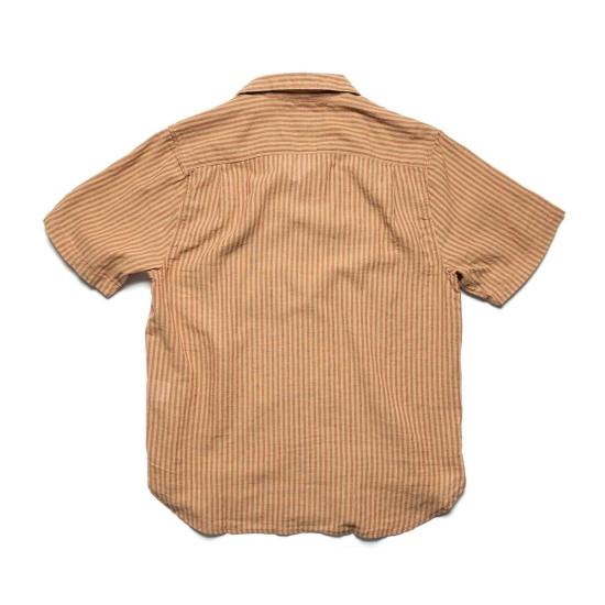  프리노트 클로스 반팔 셔츠 데이턴 반팔 테라코타 스트라이프 - FREENOTE CLOTH