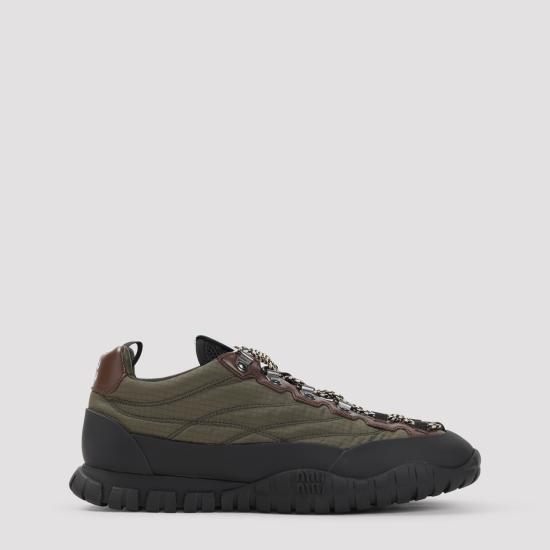 26FW 미우미우 타이어 테크니컬 레더 스니커즈 타이어 테크니컬 레더 스니커즈 5E760EF005 FKS F0161 MILITARE
