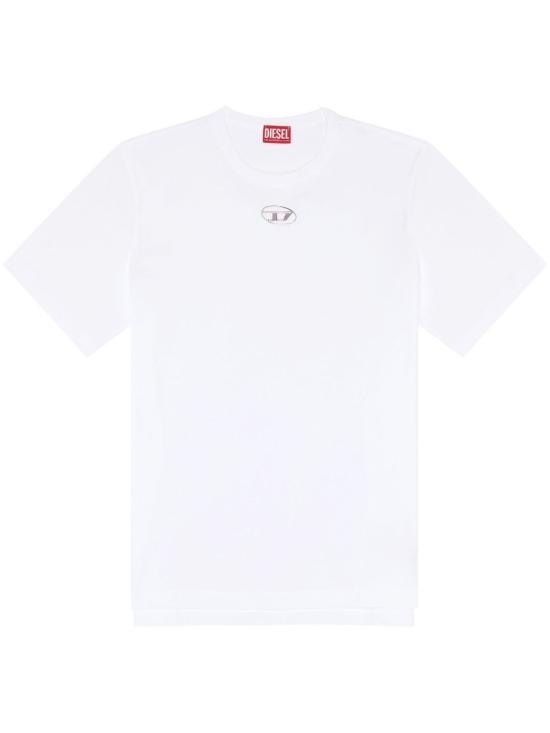 26FW 디젤 T-어드저스트-Od 메탈릭 오발 D 티셔츠 A17880 0CLBR100 Bianco