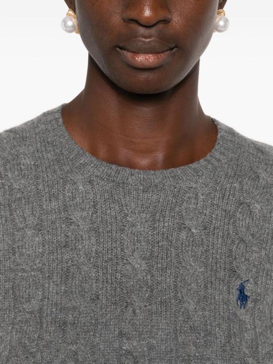 26FW 폴로 랄프로렌 폴로 자수 케이블 니트 스웨터 211971865501 FLANNEL GREY HEATHER - POLO RALPH LAUREN