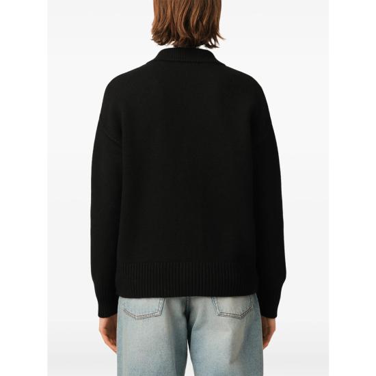 26FW 아미 하트 로고 인타르시아 V넥 가디건 UKC367 018 009 BLACK - AMI