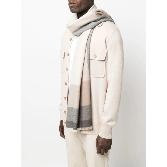 26FW 브루넬로 쿠치넬리 울&캐시미어 트윌 체크 스카프 MSC666AG CM872 GREY NEUTRALS - BRUNELLO CUCINELLI