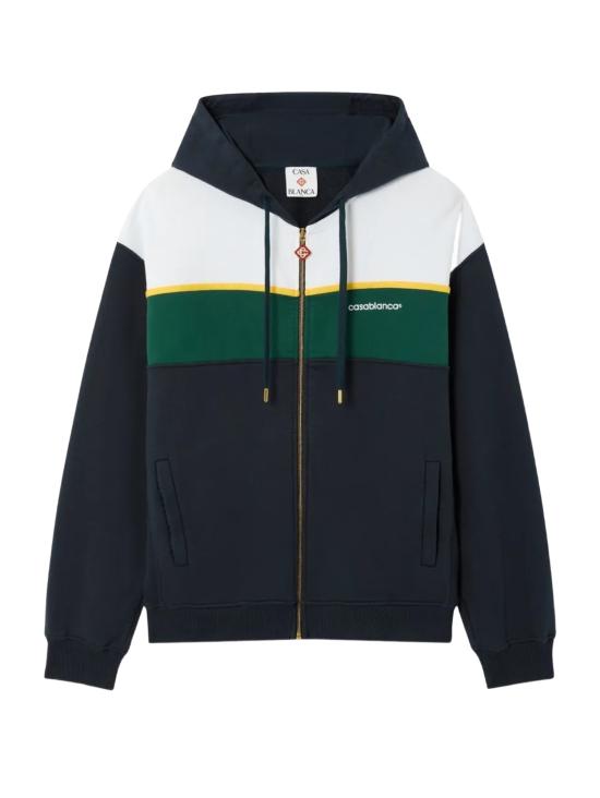 26FW 카사블랑카 후드 티셔츠 MPF26JTP545 01 NAVY GREEN WHITE