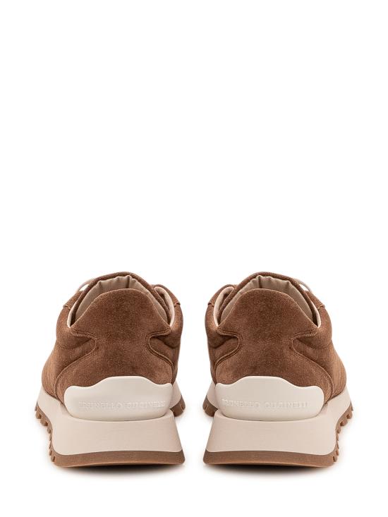 26FW 브루넬로 쿠치넬리 샤이니 탭 디테일 스웨이드 러닝 스니커즈 MZSFG2110 C9773 CARAMELLO - BRUNELLO CUCINELLI