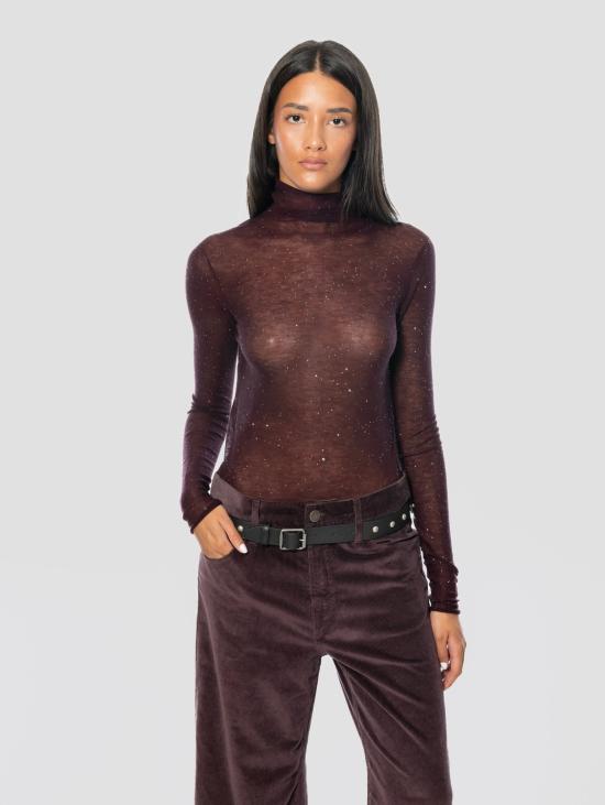 26FW 핑코 터틀넥 Lana Ultrafine 및 Micro Paillettes Prugna의 Maglia
