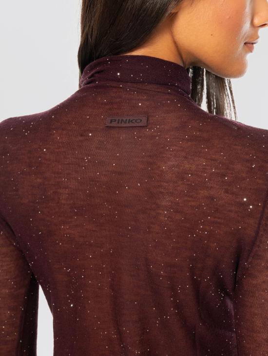 26FW 핑코 터틀넥 Lana Ultrafine 및 Micro Paillettes Prugna의 Maglia - PINKO