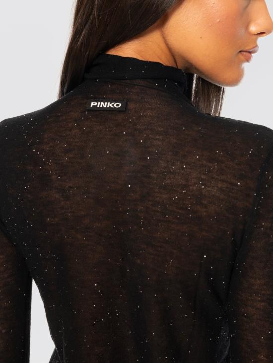 26FW 핑코 터틀넥 Lana Ultrafine과 Micro Paillettes Nero의 Maglia - PINKO