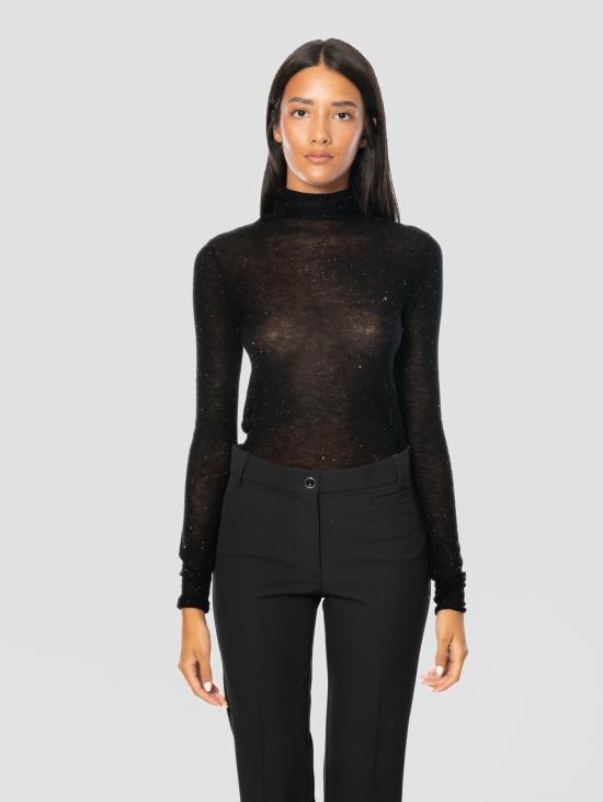 26FW 핑코 터틀넥 Lana Ultrafine과 Micro Paillettes Nero의 Maglia