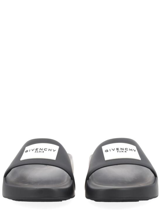26FW 지방시 러버 라벨 슬라이드 뮬 BH302MH1XL 001 BLACK - GIVENCHY