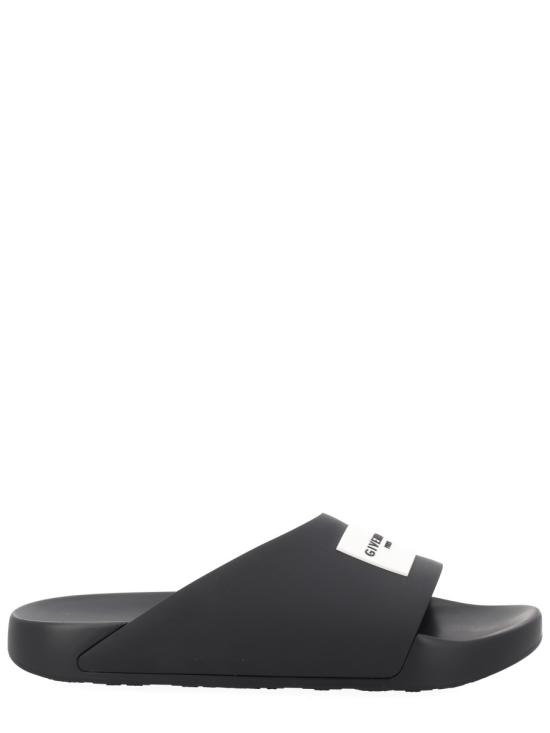 26FW 지방시 러버 라벨 슬라이드 뮬 BH302MH1XL 001 BLACK - GIVENCHY