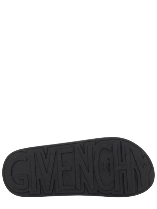 26FW 지방시 러버 라벨 슬라이드 뮬 BH302MH1XL 001 BLACK - GIVENCHY