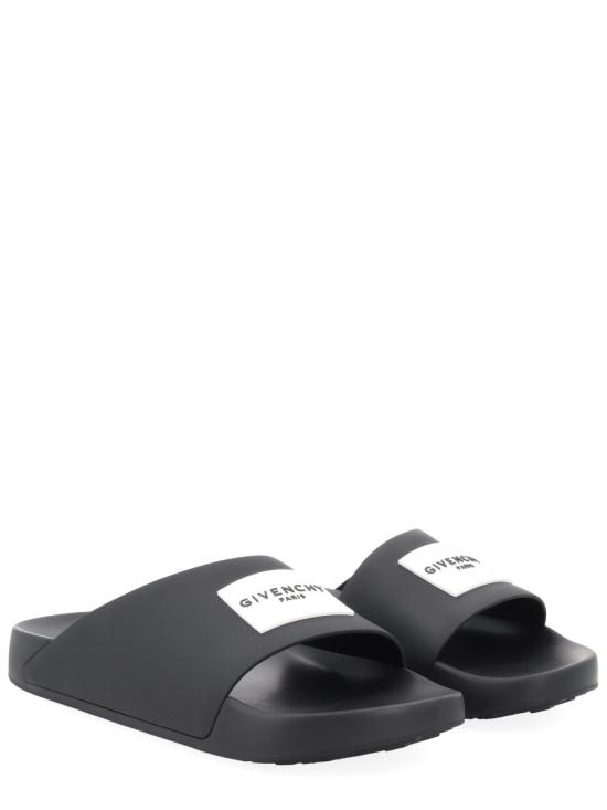 26FW 지방시 러버 라벨 슬라이드 뮬 BH302MH1XL 001 BLACK - GIVENCHY