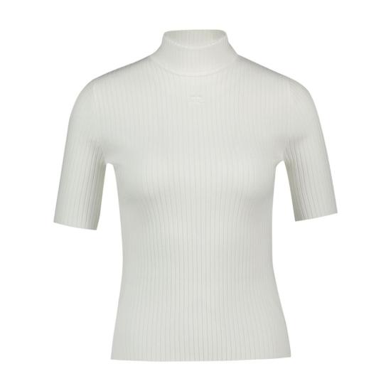  쿠레쥬 리에디션 니트 탑 숏슬리브 PERMPU026FI0001 WHITE