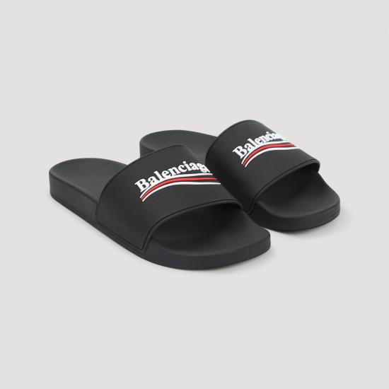 26FW 발렌시아가 풀 슬라이드 샌들 776818 W1S80 1096 BLACK WHITE RED - BALENCIAGA