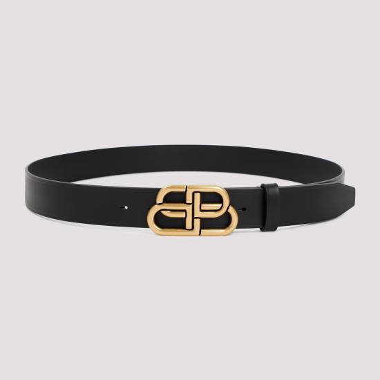 26FW 발렌시아가 BB 라지 레더 벨트 570370 1CH04 1000 BLACK - BALENCIAGA