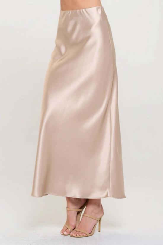  Renee C 롱 스커트 르네 C 실키 새틴 맥시 스커트 베이지 - OTHER BRANDS