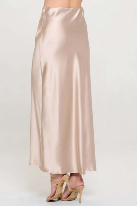  Renee C 롱 스커트 르네 C 실키 새틴 맥시 스커트 베이지 - OTHER BRANDS
