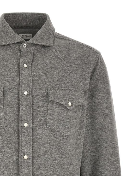 26FW 브루넬로 쿠치넬리 스냅 버튼 포켓 셔츠 MM840KC01C8469 Gray - BRUNELLO CUCINELLI