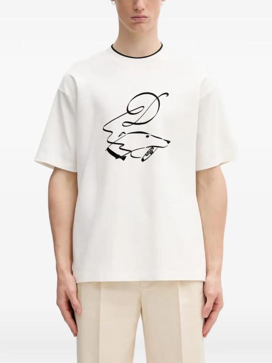 26FW 드롤드무슈 반팔 티셔츠 L TS332 CO002 OW OW OFF WHITE