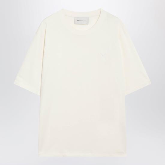 26FW 아미 화이트 코튼 드 하트 엠보스 티셔츠 UTS357726 White