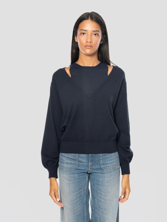 26FW 막스마라 스웨터 Maglia Blu의 Coordinato Maglia a V e 탑 스마니카토