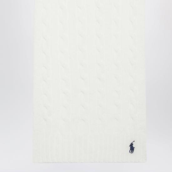 26FW 폴로 랄프로렌 포니 로고 자수 케이블 니트 스카프 455956296002WO White - POLO RALPH LAUREN