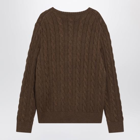 25FW 폴로 랄프로렌 로고 자수 케이블 니트 스웨터 710775885520CO Beige - POLO RALPH LAUREN